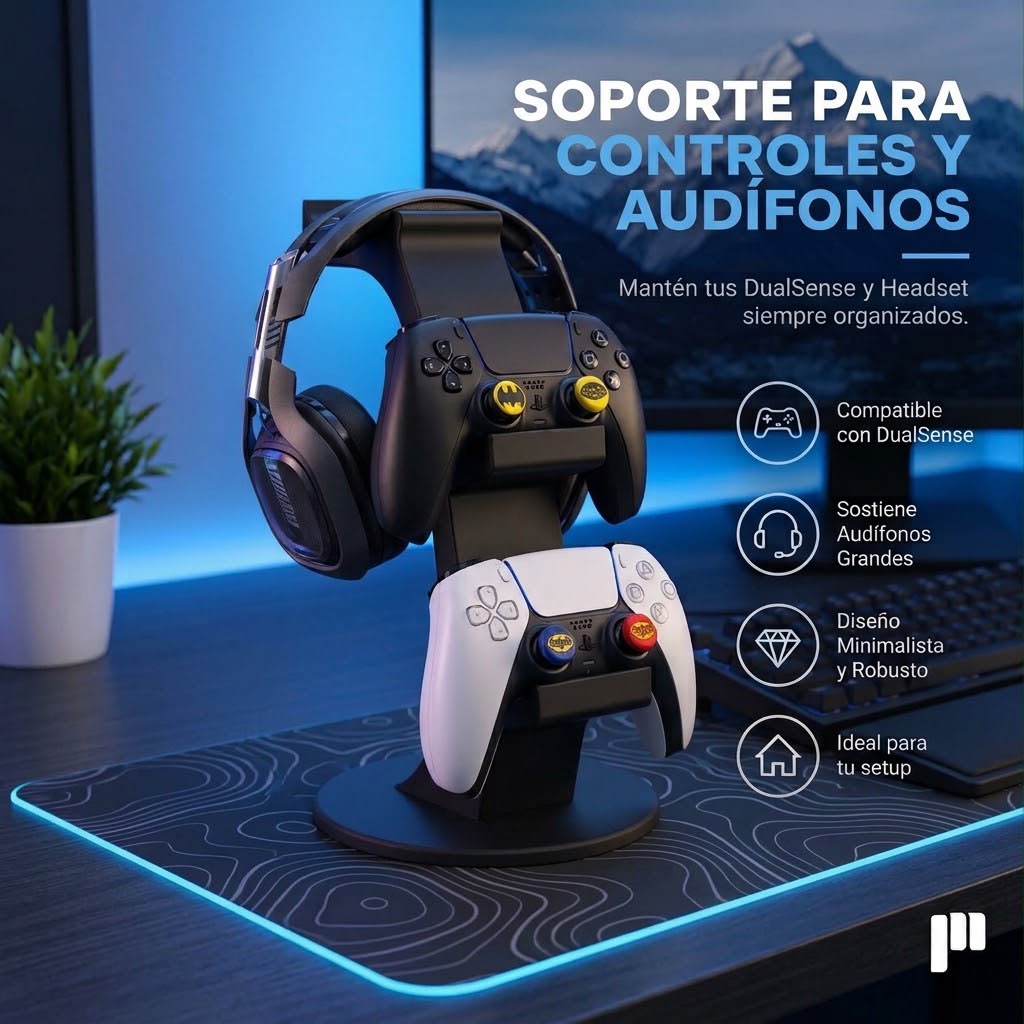 Soporte para controles y audífonos impreso en 3D